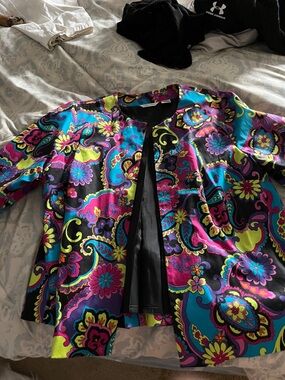 Laura Ashley Vibrant Floral Paisley Jacket - Black, Turquoise, Pink, Yellow
